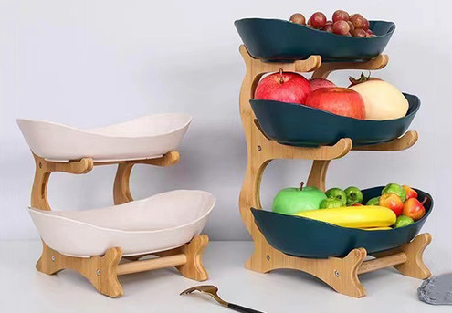 Two-Tier Fruit & Snack Bowl - Three Colours Available & Option for Three-Tiers