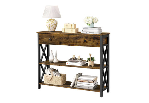 Industrial Console Table with Drawer