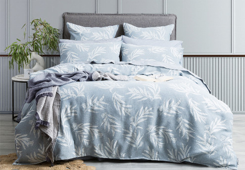 Renee Taylor Native Cotton Jacquard Quilt Cover Set - Available in Two Colours, Four Sizes & Option for Extra European Pillowcase