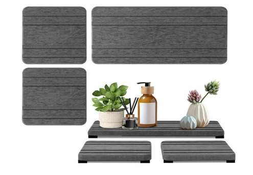 Three-Piece Water Absorbing Stone Tray - Available in Three Colours & Option for Two-Set