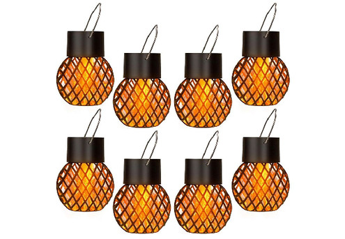 Eight-Piece Outdoor Solar LED Flame Hanging Lights