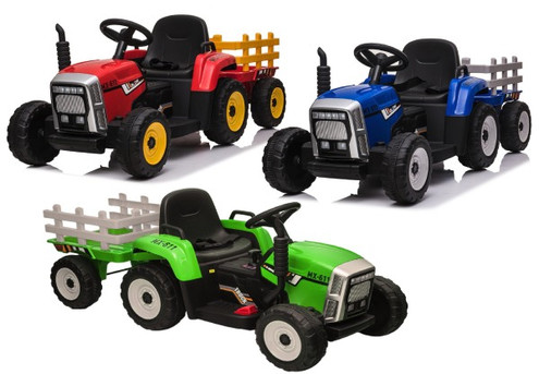12V Electric Kids Ride-On Tractor & Trailer Farm Toy Set - Five Colours Available