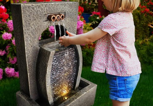 Maxkon Solar LED Waterfall Fountain - Two Options Available