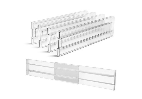 Kitchen Clear Expandable Drawer Dividers - Option for Two or Four-Pack