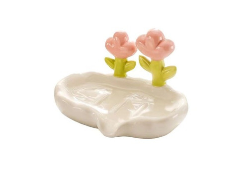 Flower Decor Soap Dish - Two Colours Available