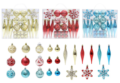 40-Piece Christmas Tree Ball Ornaments Set - Available in Three Colours & Option for Two-Set