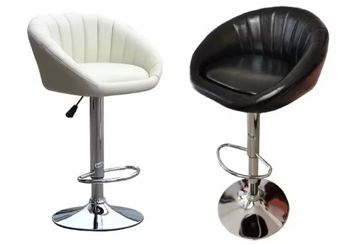 Four-Piece Adjustable Swivel Stool Chair with Back Support - Two Colours Available