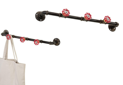 Industrial Pipe Coat Rack with Faucet Valve