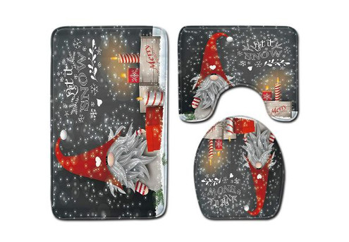 Three-Piece Christmas Bathroom Toilet Mat Set - Four Styles Available