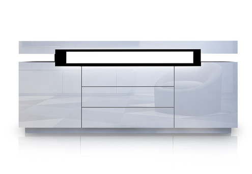 Modern High-Gloss Buffet Sideboard Cabinet with Two Doors & Three Drawers