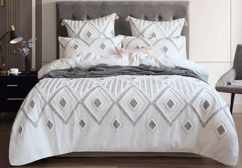 Renee Taylor Zuma Stone Washed Tufted Quilt Cover Set - Available in Four Sizes & Option for Extra European Pillowcase