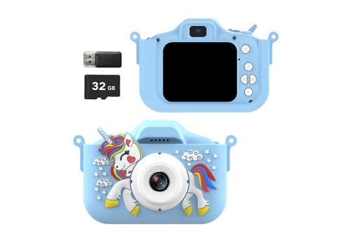 Kids 1080P HD Unicorn Digital Camera Incl. 32G Memory Card - Available in Three Colours & Option for Two-Pack