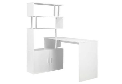 Rotatable L-Shaped Desk with Bookshelf & Two Cabinets  - Available in Two Colours