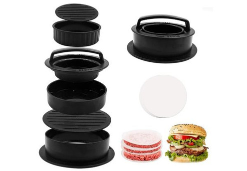 Burger Mould Hamburger Press Patty Maker with 100pc Wax Paper - Option for Two-Set