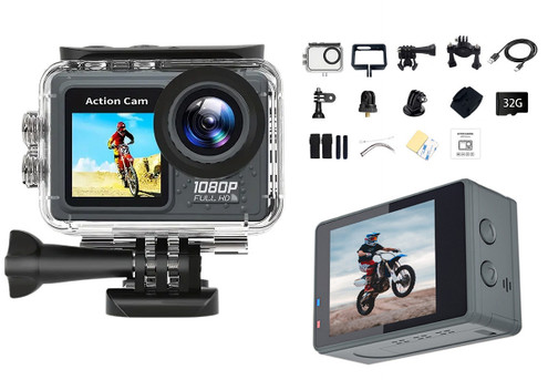 Water-Resistant 1080P WiFi Action Camera Incl. 32GB Card