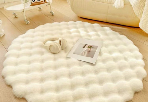 Bubble Fleece Fabric Round Carpet - Available in Five Colours & Four Sizes
