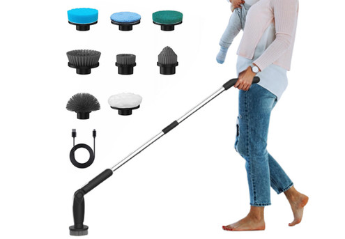 Electric Spin Cordless Cleaning Brush with Telescopic Pole - Option for Two-Pack