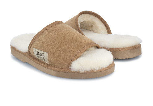 Ugg Australian-Made Water-Resistant Essentials Classic Unisex Sheepskin Open Toe Wool Scuffs - 10 Sizes Available