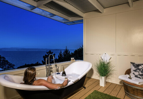 Two-Night Stay for Two People in a Self-Contained Luxury Chalet on Waiheke Island incl. Parking, WiFi, Use of Sauna, Luxury Cabana, $50 Off Rental Car Hire & Savings on Return Ferry Passes - Option for Three & Four Night Stays