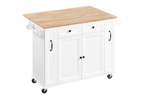 Island Kitchen Cart with Wood Top