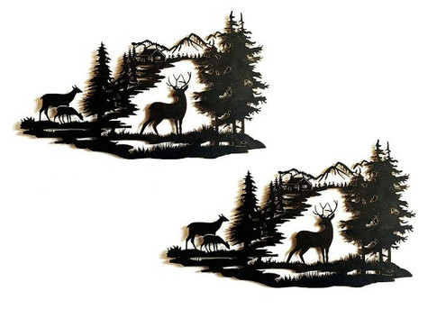 Rustic Metal Forest Deer Wall Decor - Option for Two-Pack