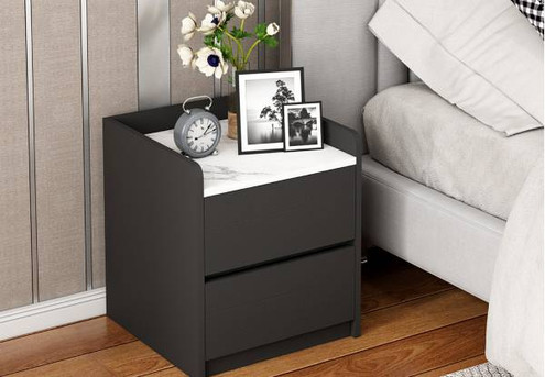 Black & White Bedside Table with Two-Drawers