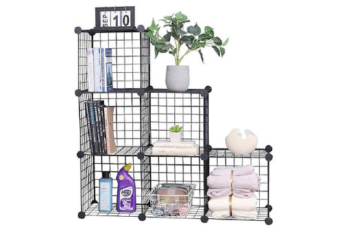 Six-Cube DIY Wire Storage Shelves - Two Colours Available