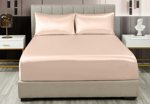 Three-Piece Royal Comfort Satin Sheet Set - Available in Six Colours & Two Sizes