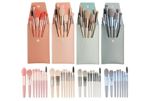 Eight-Piece Makeup Brush Set - Four Colours Available