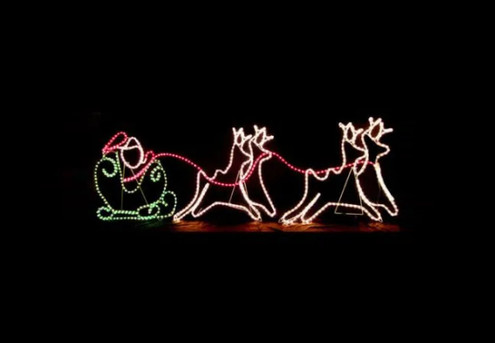 Santa Sleigh with Four Reindeer Christmas Lights