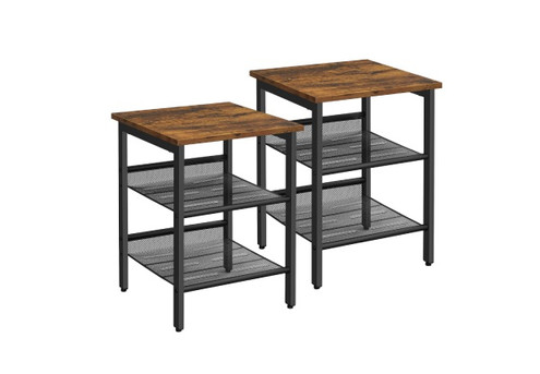 Two-Pack Vasagle Side Tables with Adjustable Mesh Shelves
