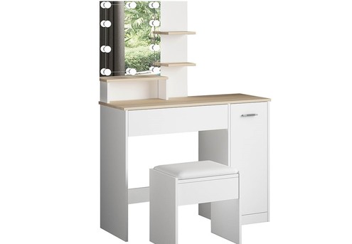 Makeup Vanity Table incl. Stool, Mirror & LED Lights