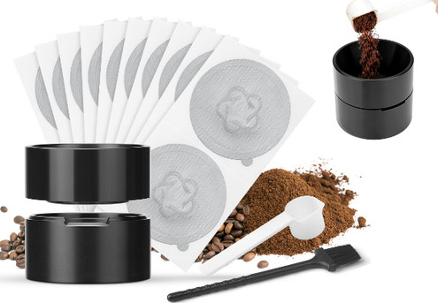 Reusable Coffee Capsule Refill Kit Incl. 50-Piece Foil Lids Compatible with Vertuo Pods