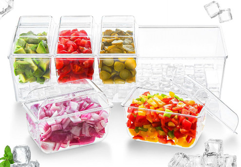 Ice Chilled Condiment Caddy with Five Containers