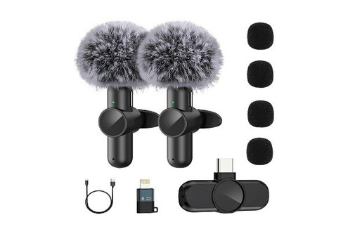 Two-Piece Wireless Lavalier Microphone - Option for Two-Set