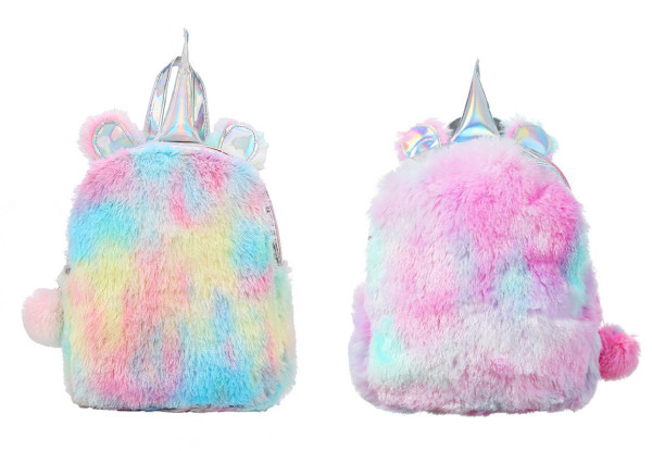 unicorn fuzzy backpack