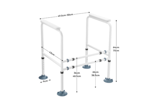 Foldable Adjustable Toilet Safety Frame