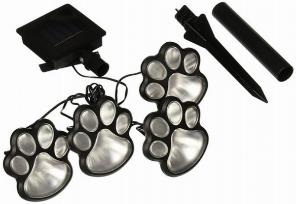 Four-Pack of Paw Print Solar-Powered Lights - Two Colours Available