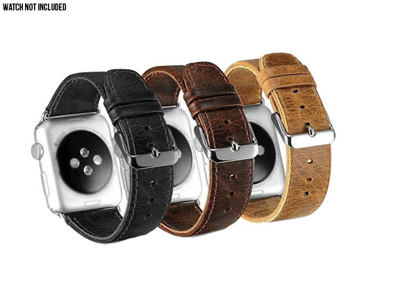 Leather Replacement Band Compatible with Apple Watch - Three Sizes & Three Colours Available with Free Delivery