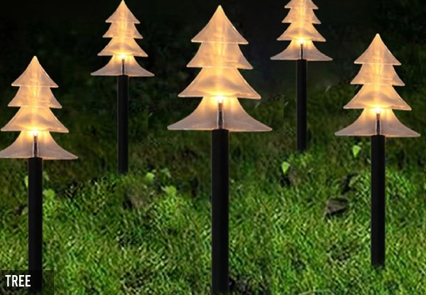 Five-Pack Christmas Themed Solar-Powered Lawn Lights - Three Options Available