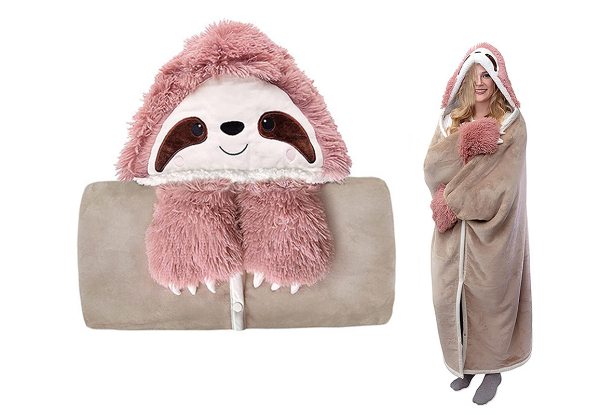 Flannel Wearable Sloth Adult Hooded Blanket - Option for Two