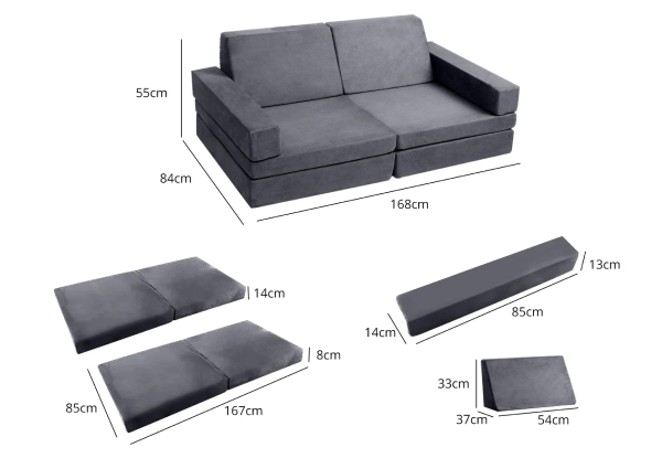 Kids Modular Play Couch - Three Colours Available