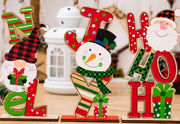 Christmas Wooden Figurine Ornaments Set - Available in Four Sizes & Three-Piece