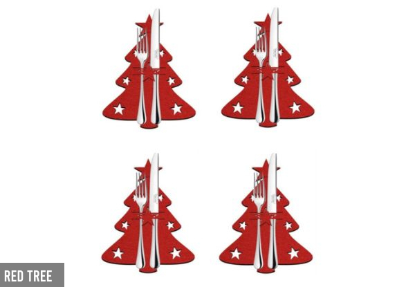 Four-Piece Christmas Cutlery Holder Pockets - Six Styles Available