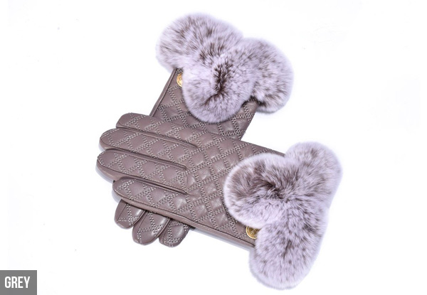 Auzland Women's 'Carrie' Leather Fur Trim UGG Gloves - Two Colours Available