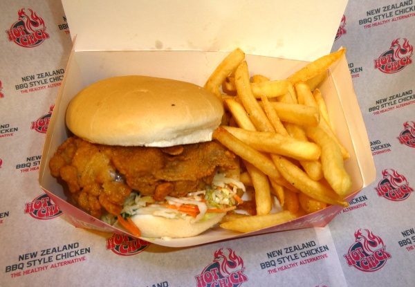 Hot Chick Weekday Burger Combo incl. Southern Fried Boneless Chicken Burger & Fries for One Person