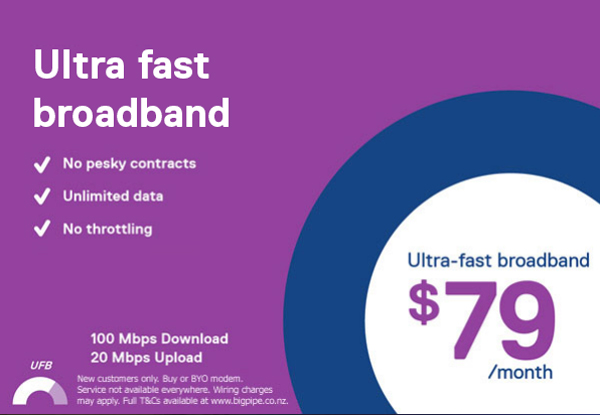No Connection Fee, First Month Free, Half-Price Modem & access to the brand new Bigpipe App When You Sign Up to Bigpipe Broadband (value up to $270) – No Contracts, Unlimited Data