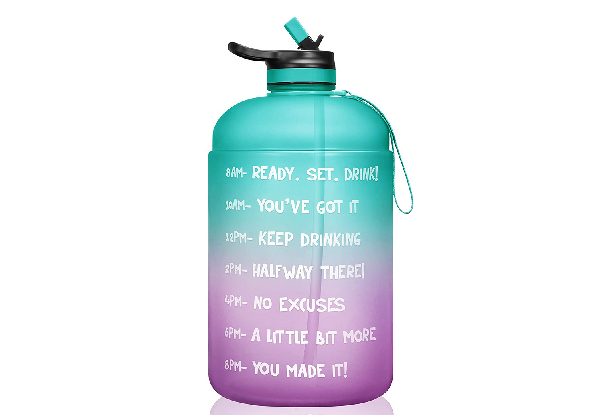 One Gallon / 128oz BPA-Free Motivational Water Bottle with Time Marker & Straw