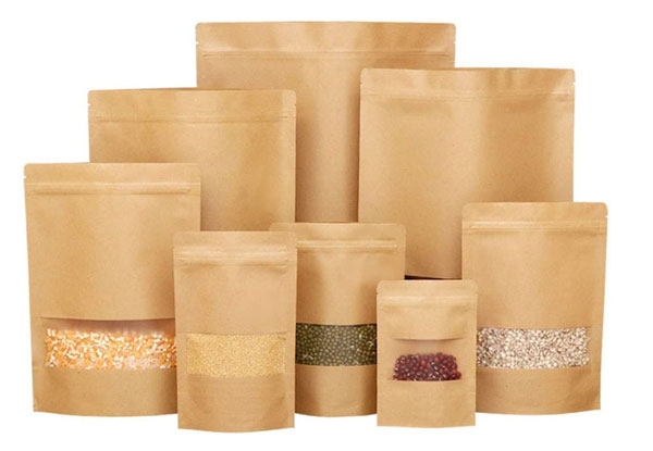 50-Piece Resealable Kraft Paper Zip Bags - Six Sizes Available