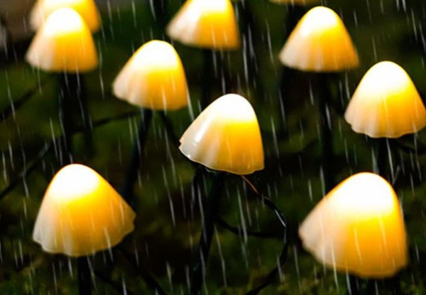 Solar-Powered Decorative Mushroom LED Fairy Lights - Two Styles & Two Sizes Available